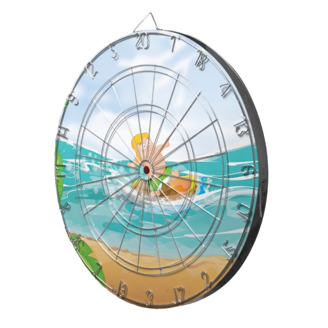 Surfer Dartboard With Darts (Front Right)