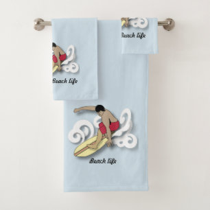 Surfer Design Bath Towel Set