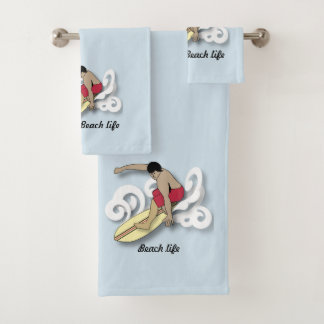Surfer Design Bath Towel Set