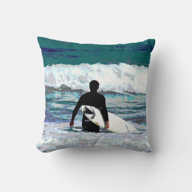 Surfer Design Throw Pillow (Front)