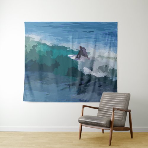 Surfer Digital Impressionism  Tapestry