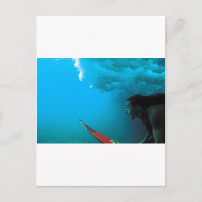 Surfer diving under a wave in Rapa Nui Postcard (Front)