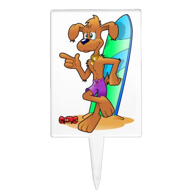 SURFER DOG CAKE TOPPER (Front)