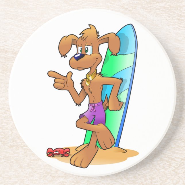 SURFER DOG SANDSTONE COASTER (Front)