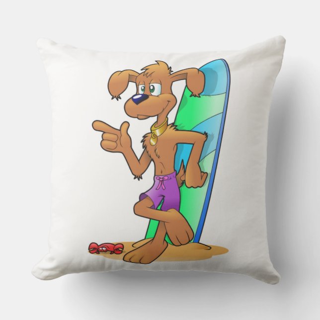 SURFER DOG THROW PILLOW (Front)