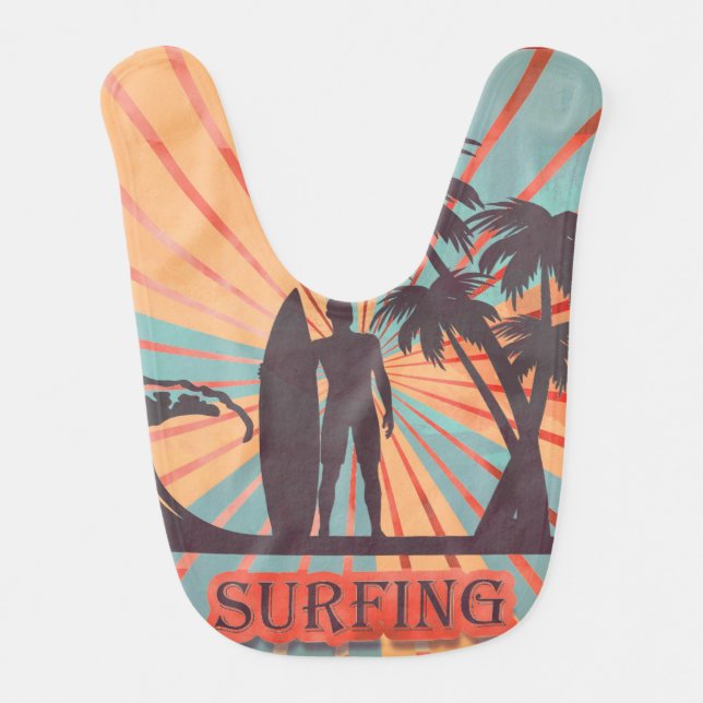Surfer Dude Baby Bib (Front)