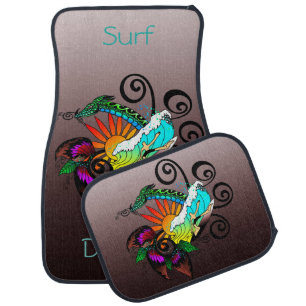 Surfer Dude Cartoon Car Mat