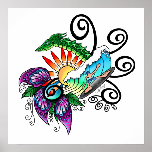 Surfer Dude Cartoon Poster (Front)