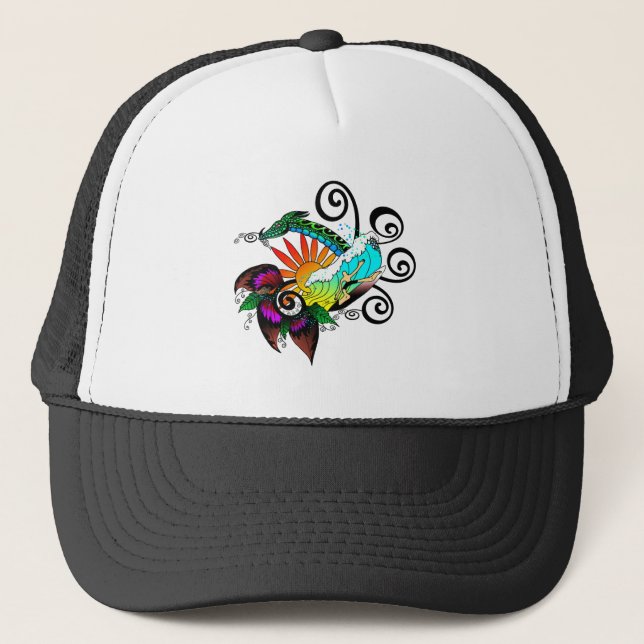 Surfer Dude Cartoon Trucker Hat (Front)