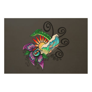 Surfer Dude Cartoon Wood Wall Decor