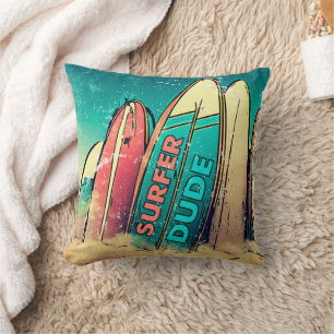 Surfer Dude Colorful Pillow