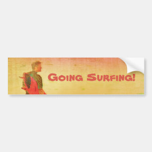 Surfer Dude Colorful Poster Style Bumper Sticker