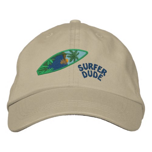 Surfer Dude Embroidered Cap Sunset