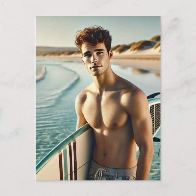 Surfer Dude on the beach Postcard (Front)