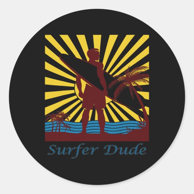 Surfer Dude, Surfing  Classic Round Sticker (Front)