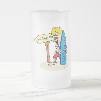 Surfer Dude The Hamptons Frosted Glass Beer Mug