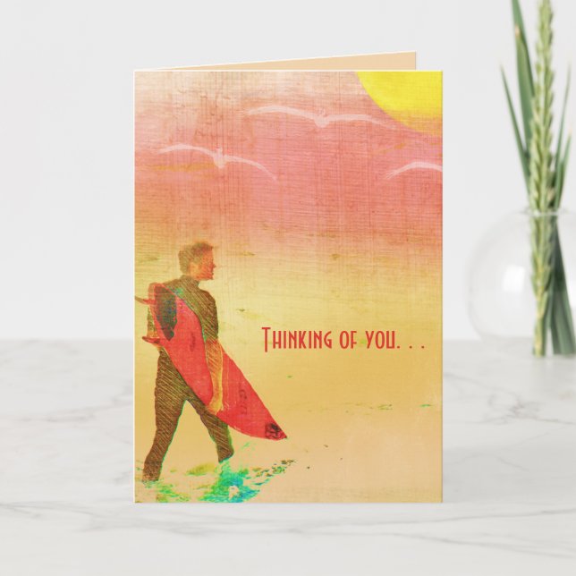 Surfer Dude - Thinking of You Customizable Card (Front)
