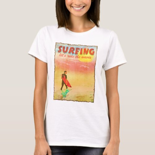 Surfer Dude Vintage Poster Style T_Shirt