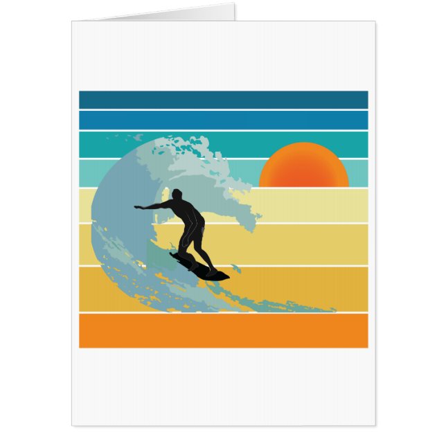 Surfer Dude Vintage Sunset Card (Front)