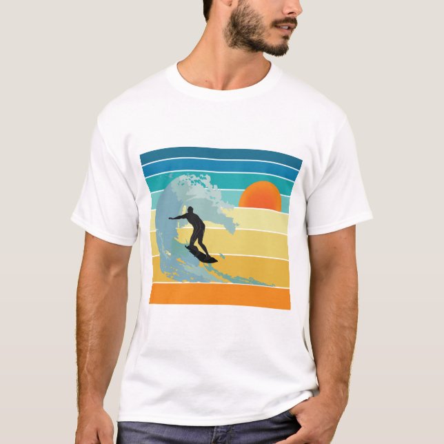 Surfer Dude Vintage Sunset T-Shirt (Front)