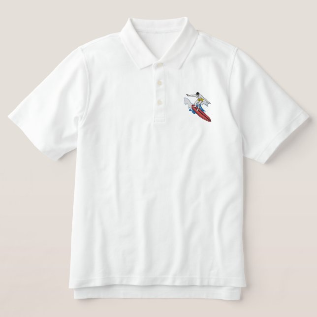 Surfer Embroidered Polo Shirt (Design Front)
