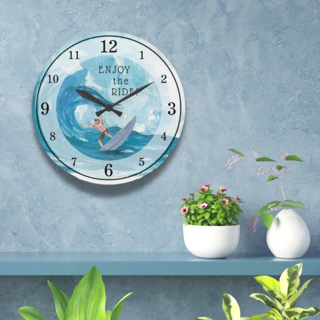 Surfer | Enjoy the Ride Acrylic Wall Clock (Creator Uploaded)