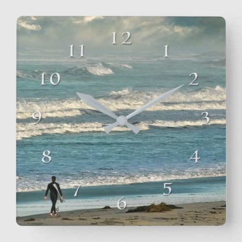 Surfer Expedition Surf and Merge Square Wall Clock