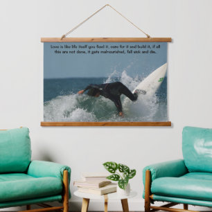 Surfer Falling into the Surf  Hanging Tapestry