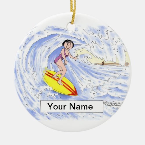 Surfer _ Female Ceramic Ornament