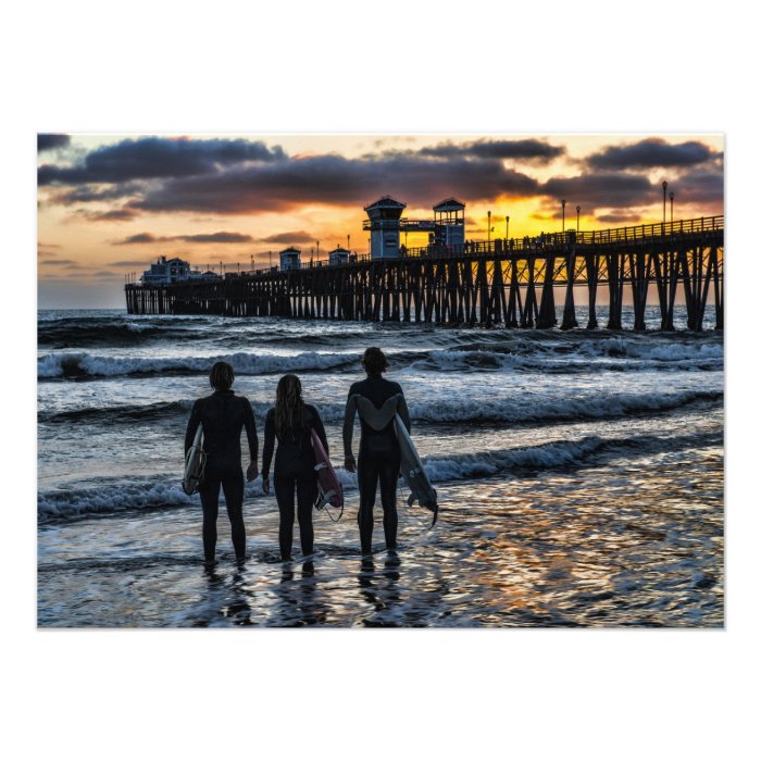 Surfer Friends near pier Invitations