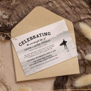 Surfer Funeral   Celebration Of Life Invitation