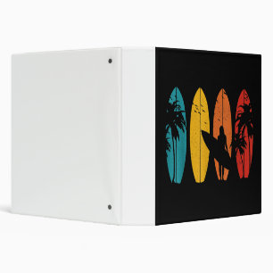 Surfer Gift Vintage Surfing Surf Board Beach 3 Ring Binder