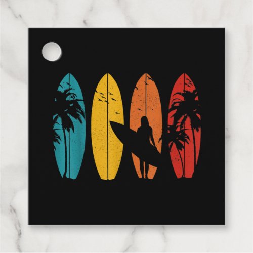 Surfer Gift Vintage Surfing Surf Board Beach Favor Tags