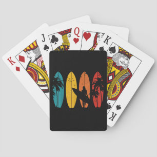 Surfer Gift Vintage Surfing Surf Board Beach Poker Cards
