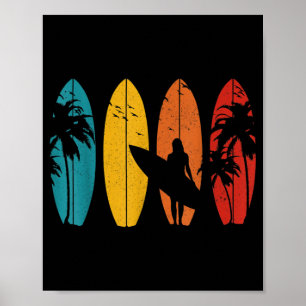 Surfer Gift Vintage Surfing Surf Board Beach Poster
