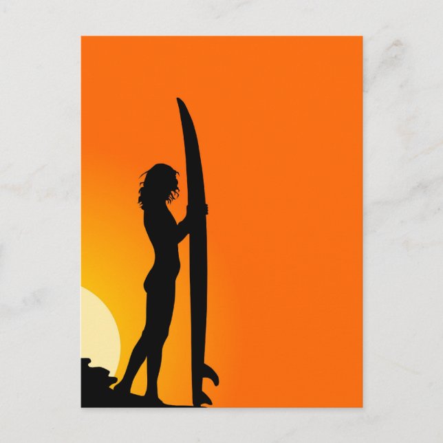Surfer girl at sunset postcard (Front)