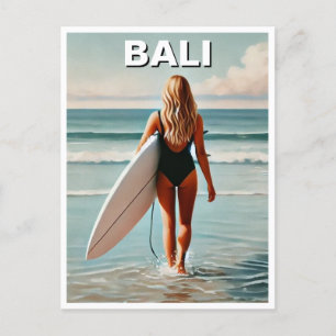 Surfer Girl Bali Indonesia Postcard