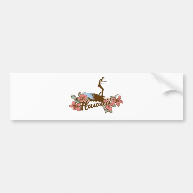 surfer girl beach hawaii surf hawaiian bumper sticker (Front)