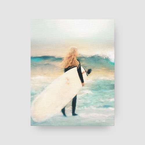 Surfer Girl Beach Waves Canvas Print