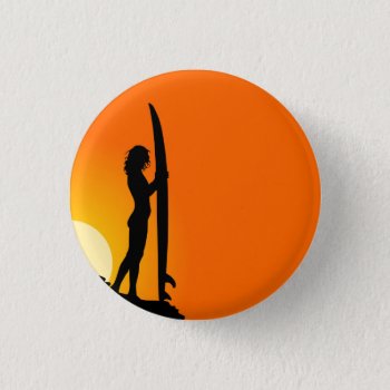 Surfer Girl Button by monstervox at Zazzle