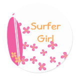 Surfer Girl Classic Round Sticker