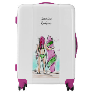Surfer Girl custom name luggage