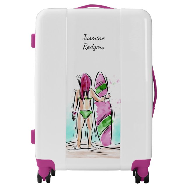 Surfer Girl custom name luggage (Front)