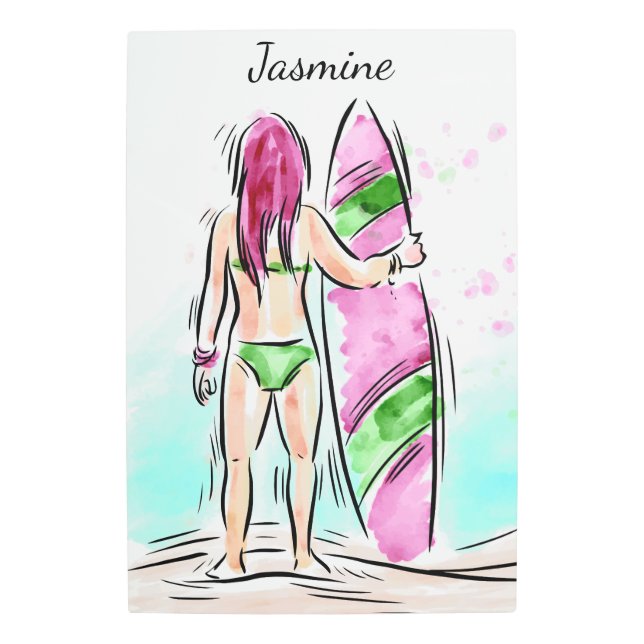 Surfer Girl custom name metal wall art (Front)