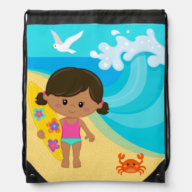 Surfer girl drawstring bag (Front)