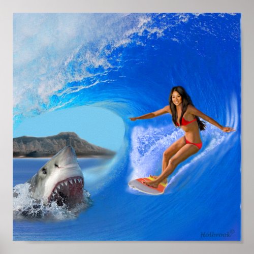 SURFER GIRL ESCAPES POSTER