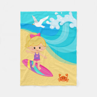 Surfer girl fleece blanket