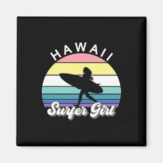 Surfer Girl Hawaii Vintage Hawaiian Surfing Surf B Magnet