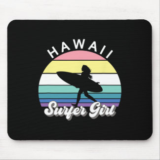 Surfer Girl Hawaii Vintage Hawaiian Surfing Surf B Mouse Pad