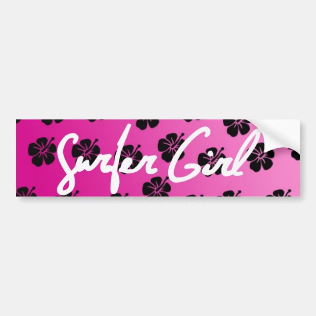 Surfer Girl in Pink Bumper Sticker (Front)